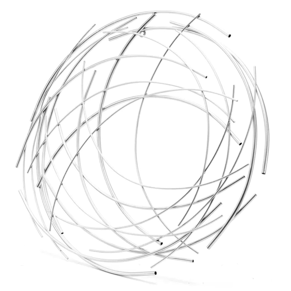 LuxenHome Silver Metal Abstract Iron Sticks Round Wall Sculpture